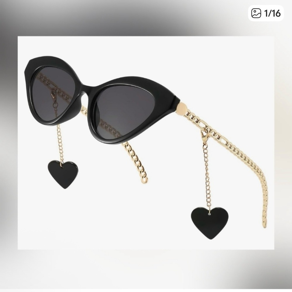 Chic Black Sunglasses with Gold Accents - Picture 1 of 9